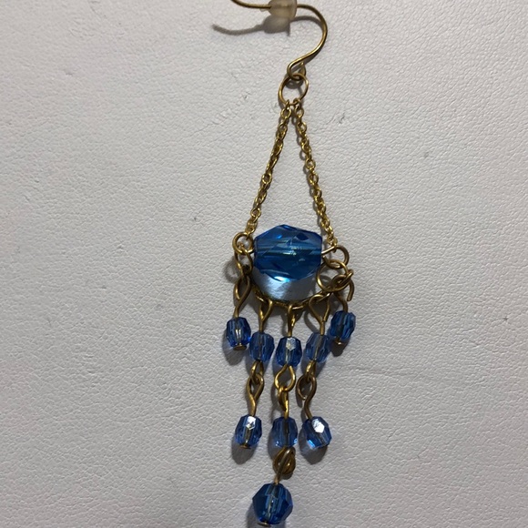 Blue Dangling Chandelier Bead Earrings - Picture 2 of 2